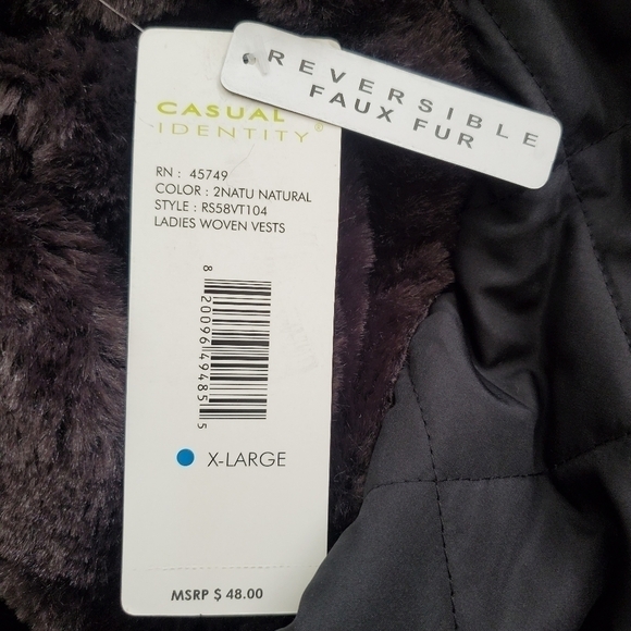 Casual Identity Reversible Vest Faux Fur Chocolate Brown (XL) - Picture 15 of 16